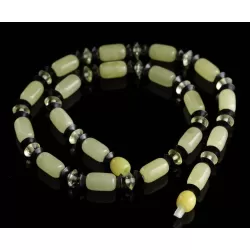 Butter cylinder beads Baltic amber necklace 41cm