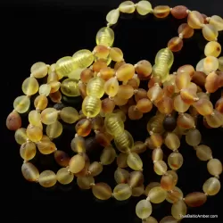 Mix Raw BEANS Baby teething Baltic amber bracelet