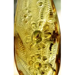 Carved Amulet Baltic amber fossil pendant w insect