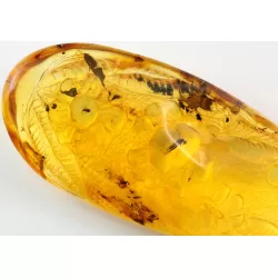 Carved Amulet Baltic amber fossil pendant w insect