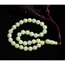 Islamic 33 Prayer White ROUND Baltic amber 7MM beads