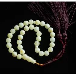 Islamic 33 Prayer White ROUND Baltic amber 7MM beads