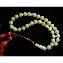 Islamic 33 Prayer White ROUND Baltic amber 7MM beads