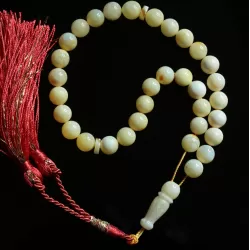 Islamic 33 Prayer White ROUND Baltic amber 7MM beads