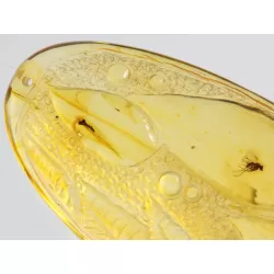 Carved Amulet Baltic amber fossil pendant w insect