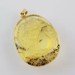 Gnat Insect in Carved Amulet Baltic amber fossil pendant