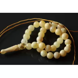 Islamic 33 Prayer White ROUND Baltic amber 7MM beads