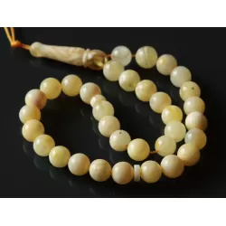 Islamic 33 Prayer White ROUND Baltic amber 7MM beads