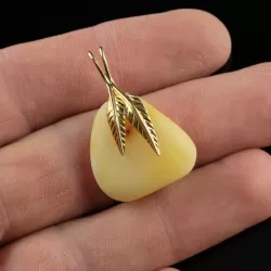 Genuine Baltic Amber Gold Plated Amulet Pendant