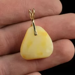 Genuine Baltic Amber Gold Plated Amulet Pendant