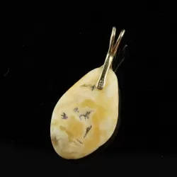 Genuine Baltic Amber Gold Plated Amulet Pendant