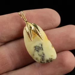 Genuine Baltic Amber Gold Plated Amulet Pendant
