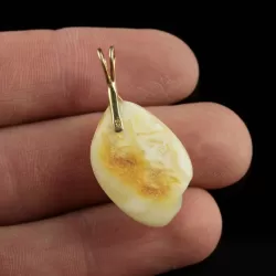 Genuine Baltic Amber Gold Plated Amulet Pendant