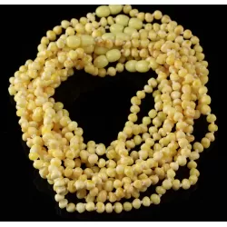 10 White BAROQUE Baby teething Baltic amber necklaces 33cm