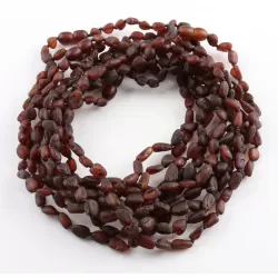 10 Raw Ruby BEANS Baby Baltic amber teething necklaces 32cm