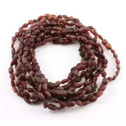 10 Raw Ruby BEANS Baby Baltic amber teething necklaces 32cm