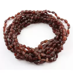 10 Raw Ruby BEANS Baby Baltic amber teething necklaces 32cm