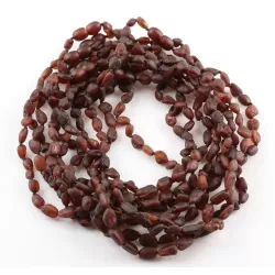 10 Raw Ruby BEANS Baby Baltic amber teething necklaces 32cm