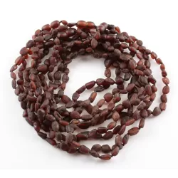 10 Raw Ruby BEANS Baby Baltic amber teething necklaces 32cm