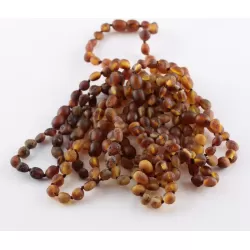 10 Raw Cognac BEANS Baltic amber adult bracelets 18cm