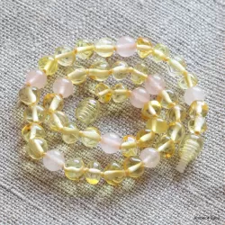 Gemstone Baltic Amber Teething Necklace for Baby