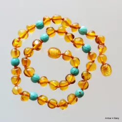 Gemstone Baltic Amber Teething Necklace for Baby