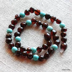 Gemstone Baltic Amber Teething Necklace for Baby