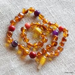 Gemstone Baltic Amber Teething Necklace for Baby