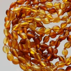 Unpolished BEANS Baby Baltic amber teething necklace 33cm