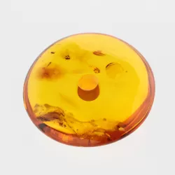 Large Donut shape Baltic amber pendant medallion w insect inclusion