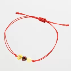 Red String Baltic Amber Bracelet for Adults