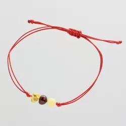 Red String Baltic Amber Bracelet for Adults