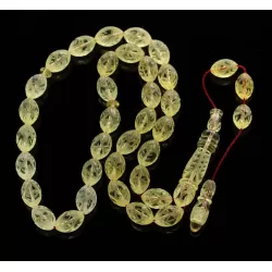 Islamic 33 Prayer Carved OLIVE Baltic amber beads rosary