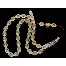 Islamic 33 Prayer Carved OLIVE Baltic amber beads rosary