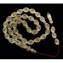 Islamic 33 Prayer Carved OLIVE Baltic amber beads rosary