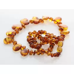 Leave shape pieces Baltic amber necklace 45cm