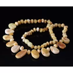 Leave shape pieces Baltic amber necklace 46cm
