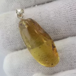 Free-shaped Baltic Amber Silver Pendant