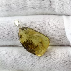 Free-shaped Baltic Amber Silver Pendant