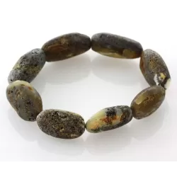 Large Raw Baltic amber beads stretch bracelet 20cm