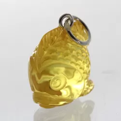 Honey Baltic Amber figurine FISH Pendant Silver Charm