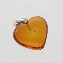 Heart Shape Cognac Baltic Amber Pendant Charm