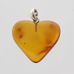 Heart Shape Cognac Baltic Amber Pendant Charm