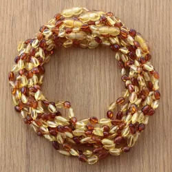 10 Multi BEANS Baby teething Baltic amber necklaces 33cm