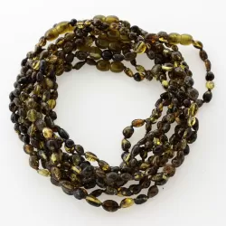 10 Dark BEANS Baby teething Baltic amber necklaces 33cm