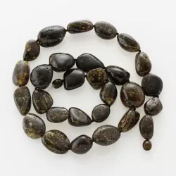 Large dark beads Baltic amber kntted necklace 61cm