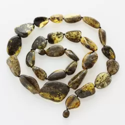 Large dark beads Baltic amber kntted necklace 61cm