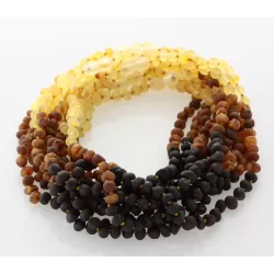 10 Big Raw Rainbow BAROQUE Baby teething Baltic amber necklaces 33cm
