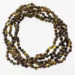 5 Dark ROUND Baltic amber teething necklaces 33cm