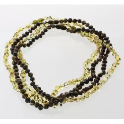 4 Green BAROQUE Baltic amber adult necklaces 45cm